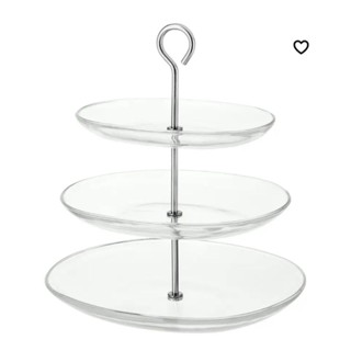 IKEA KVITTERA ควิทเทียร่า จานเสิร์ฟ 3 ชั้น, แก้วใส/สแตนเลส