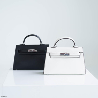 CHANI : KL22-1 l Pu leather bag with strap silver hardware กระเป๋าถือ