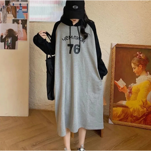 เดรสพลัสไซส์,ซ่อนพุงให้ดูผอม,ชุดเสื้อยืดมีฮู้ด,ชุดคลุมท้องแฟชั่น