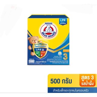 BEAR BRAND นมผงตราหมี โพรเท็กซ์ชั่น สูตร 3 รสน้ำผึ้ง สำหรับเด็ก 1 ปีขึ้นไป ขนาด 500 กรัม 1 กล่อง