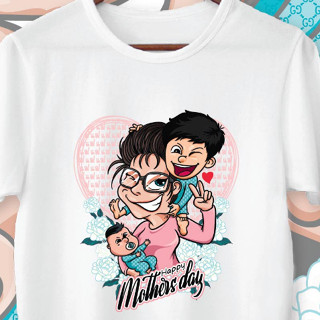 เสื้อยืดสกรีนลายสุขสันต์วันแม่ สกรีนสวยคมชัดผ้าเนื้อดีสวมใส่สบาย