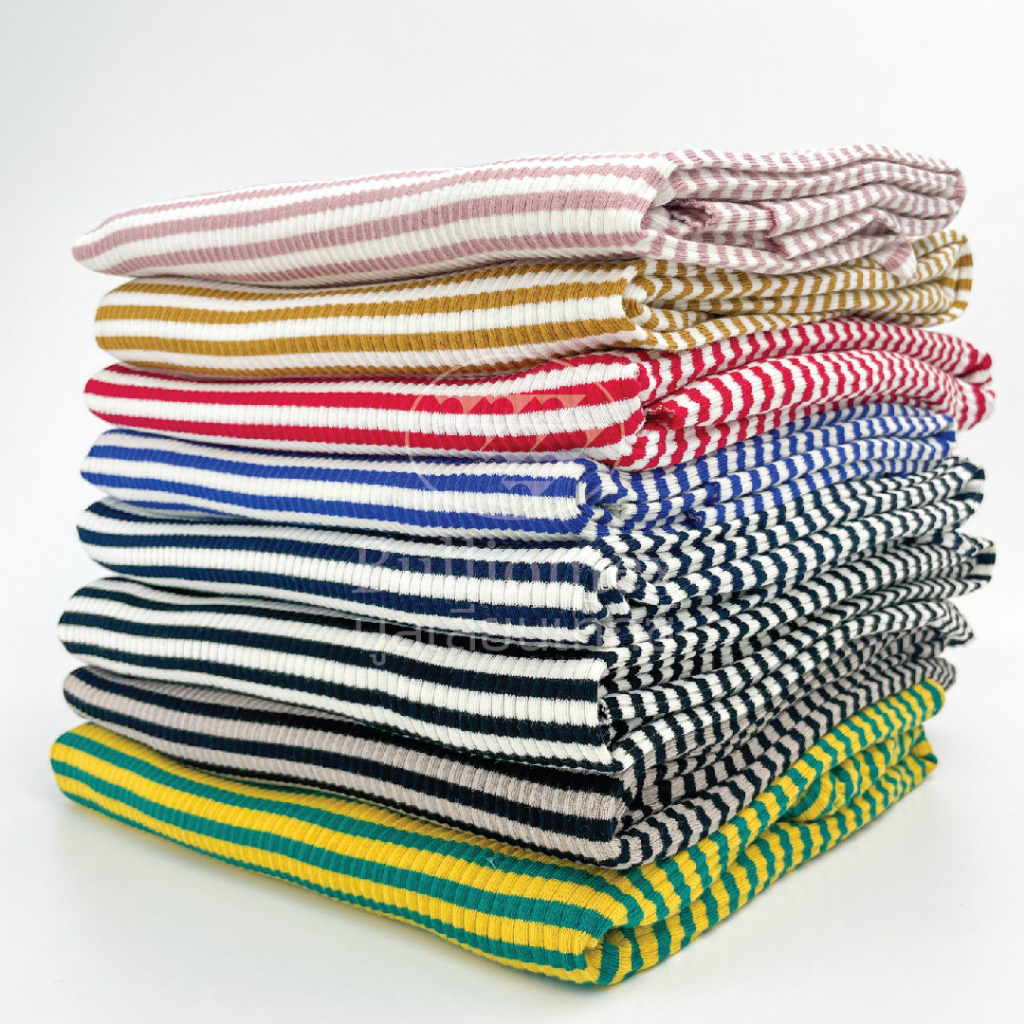 ผ้าร่องเจอร์ซี่ สไตร์ท Jersey Rib Stripe เนื้อผ้าสัมผัสนุ่ม ระบายอากาศดี มีความยืดหยุ่น ขนาด 1 กิโล ราคา ถูกที่สุด ดีลบีเคเค แกลเลอรีภาพที่ 2