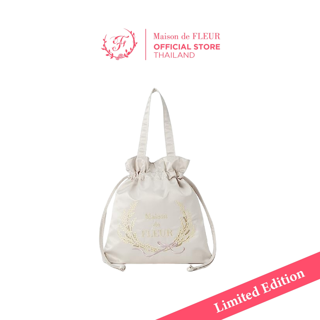[New Collection] Mimosa Embroidered Drawstring Tote Bag