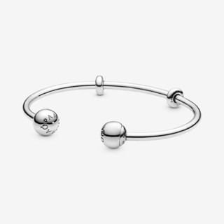 ⭐️(พร้อมส่ง)Pandora Moments Open Bangle กำไลข้อมือหัวเปิด ของเเท้100%