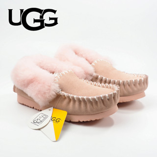 UGG Slippers Popo Moccasins Slipper Pink เบอร์ EU38 สลีปเปอร์หนังกลับ ขนแกะ ของแท้