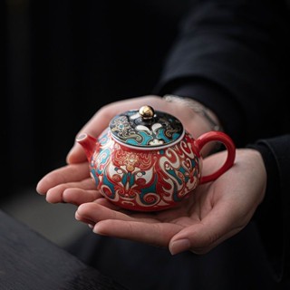 Hand-painted gold and silver stroke teapot Chinese classical auspicious cloud pattern teapot Kung Fu tea set gift