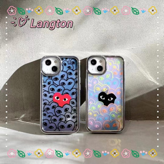 🌈Langton🌸ป้องกันการหล่น ขอบเต็ม iphone 11 14 pro max เลเซอร์ สองชั้น แฟชั่น รูปหัวใจ รุ่นคู่ case for iPhone 12 13