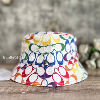 {แท้💯%📮พร้อมส่ง+ส่งฟรี} หมวกบักเก็ต Rainbow Signature Buckle Hat