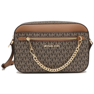 MICHAEL KORS JET SET ITEM EAST WEST CHAIN CROSSBODY BAG MK BROWN /GOLD