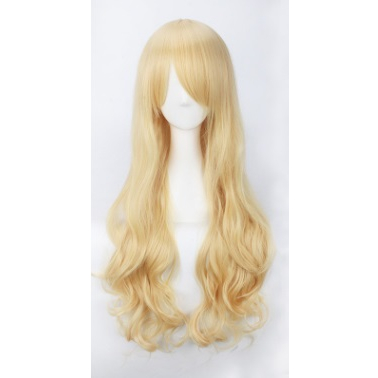 wc2.1 วิกผมสีบลอนด์เหลืองทอง ดัดลอนธรรมชาติ ความยาว 75-80cm.