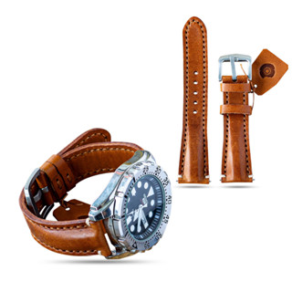 สายนาฬิกา สายหนังแท้ งานแฮนด์เมด แบบสายเรียว-หลังนูน Leather taper watch bands