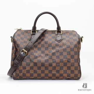 LV SPEEDY BAND 30 BROWN DAMIER EBENE CANVAS GHW