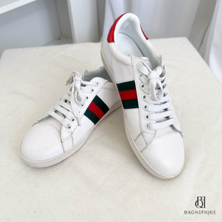 GUCCI SNEAKER 37 WHITE RED GREEN BEE CALF