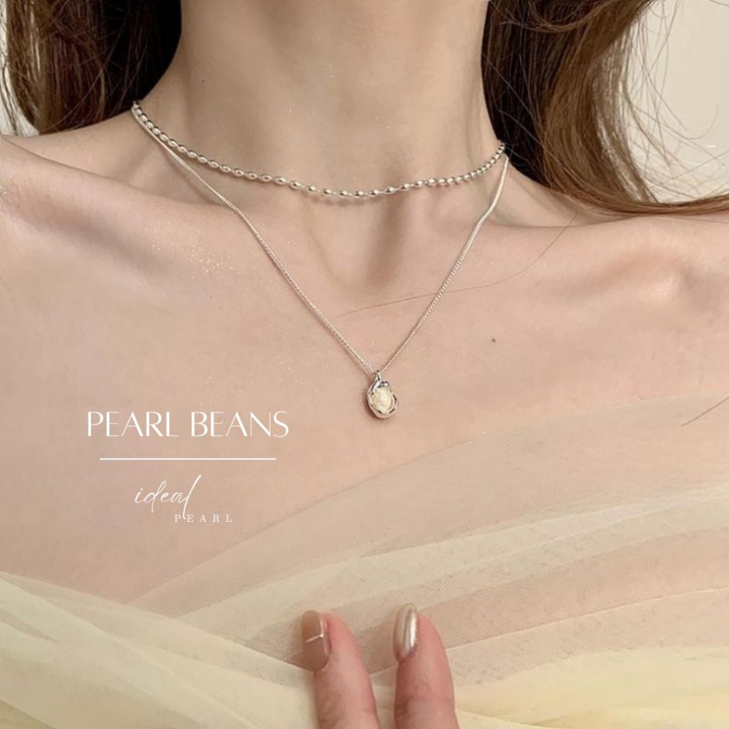 iDEALสร้อยไข่มุก Pearl Beans สร้อยคอเงินแท้ สร้อยมุกสวยๆ สร้อยคอไข่มุก สร้อยคอมุก Valentine ของขวัญ