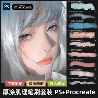 Ps/Procreate บรัชสีน้ำมัน ผิว 48 บรัช Thick-coated texture (H86)