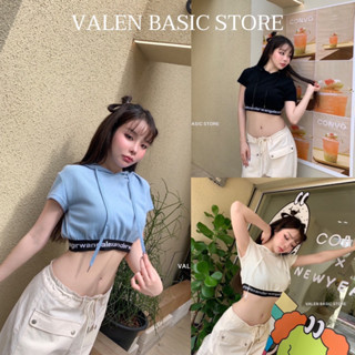 𝑁𝑒𝑤 𝐶𝑜𝑙𝑙𝑒𝑐𝑡𝑖𝑜𝑛 ✨✨  “Alex crop hood”เสื้อครอปหมวกฮู้ด  ดีเทลยางขอบแบรนด์ valen