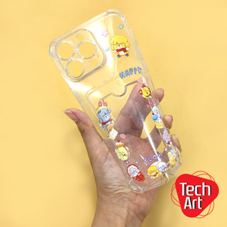 OppoA17(5G)A57(2022)Reno 8T(5G)เคสนิ่มใสมุมกันกระแทกกันกล้อง TPU เนื้อกริตเตอร์ด้านหลังมีช่องใส่การ์ดพิมพ์ลายการ์ตูน