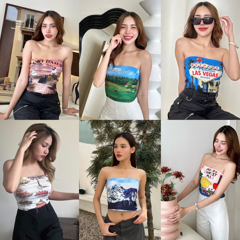 BY IRA (23001) Strapless collection เกาะอกพิมพ์ลาย สุดต๊าชชชช #เกาะอก #tubetop