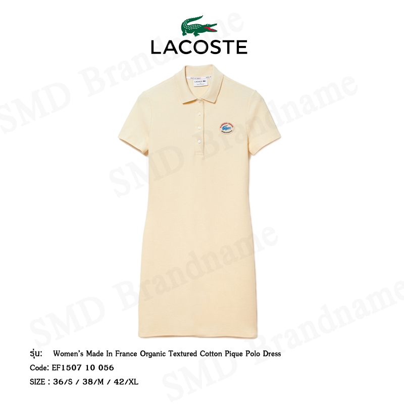 Lacoste เดรสโปโลหญิง รุ่น Women’s Made In France Organic Textured Cotton Pique Polo Dress Code: EF15