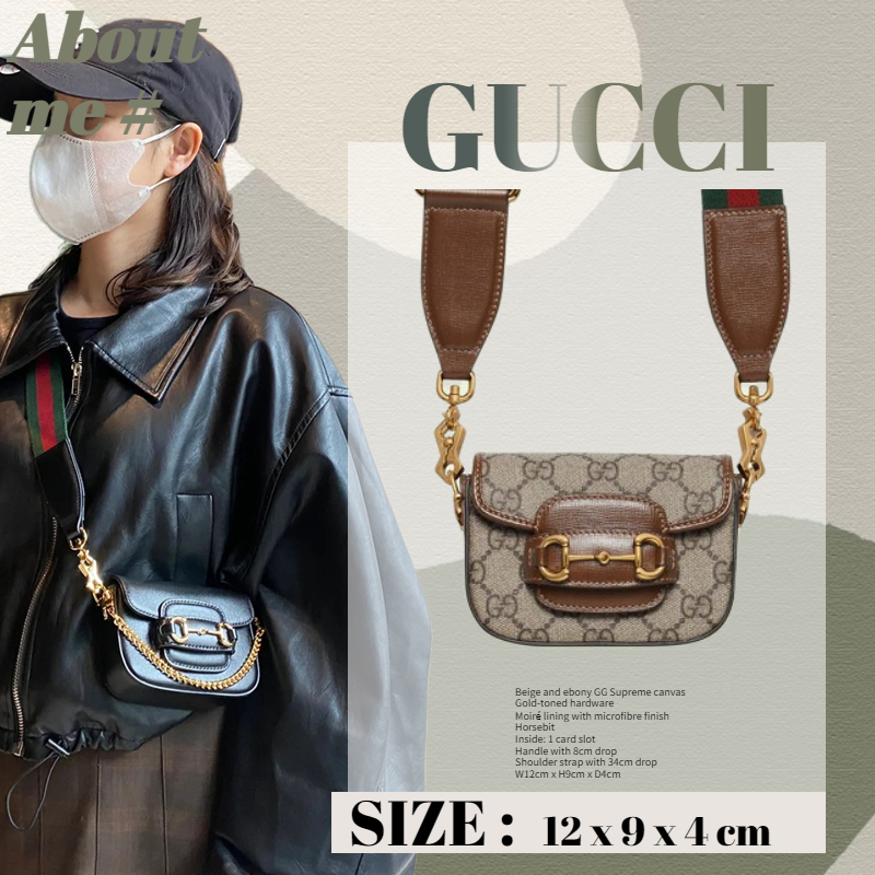 กุชชี่ Gucci Horsebit 1955 strap walletผู้หญิง/ ใหม่ กระเป๋าข้างอานมินิ