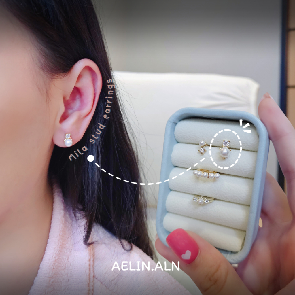 Pearl me up - Mila stud earrings - Aelin.aln ต่างหูไข่มุก