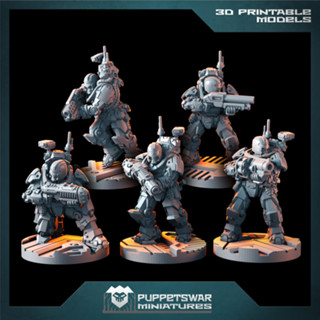 Prime Recon Gunners - 3d print miniature board game model war game -  Puppetswar Miniatures