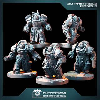 Knight Heavy Strikers Breacher Squad - 3d print miniature board game model war game -  Puppetswar Miniatures