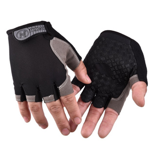 LANCAMP ถุงมือ ถุงมือครึ่งนิ้ว Half hand glove ถุงมือเกราะ ถุงมือออกกำลังกาย Fitness glove ถุงมือขี่จักรยาน