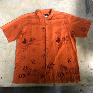 เสื้อฮาวาย Vtg.Hawaii Shirt IZOD MADE IN CHINA Sz.XXL 70% SILK 30% COTTON