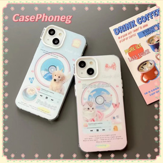 🍑CasePhoneg🍑ป้องกันการหล่น ขอบเต็ม iPhone 11 14 pro max การ์ตูน ลูกแมว ลูกสุนัข รุ่นคู่ หวานสวย case for iPhone 12 13