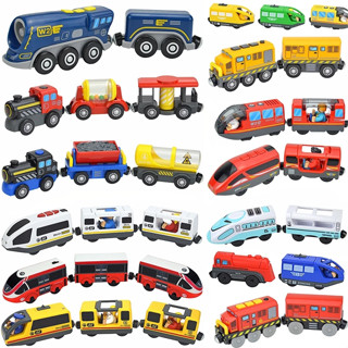 ของเล่นไม้ รถไฟรางไม้ ใส่ถ่านAA 2ก้อน ปุ่มควบคุมเดินหน้า-ถอยหลังได้
