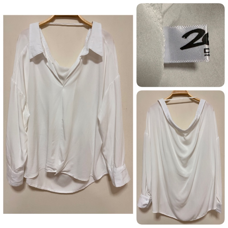ส่งต่อ เสื้อเชิ้ตโชว์หลัง 20denim ฟรีไซส์ สีขาว (shop 550฿)
