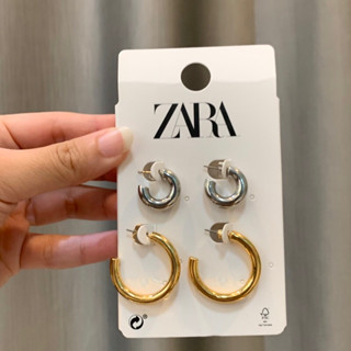 zara แท้ ต่างหูแบบห่วงกลม 1 เซทได้ 2 คู่ คุ้มมากแม่ ราคา 220.-