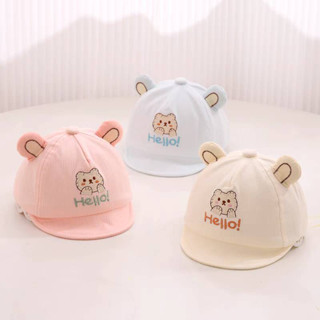 [พร้อมส่ง] หมวกเด็ก 1เดือน - 12เดือน รอบหัว:44-46 cm. หมวกแก๊ป (Cap) ปักลายการ์ตูนหมี 🧸 Hello