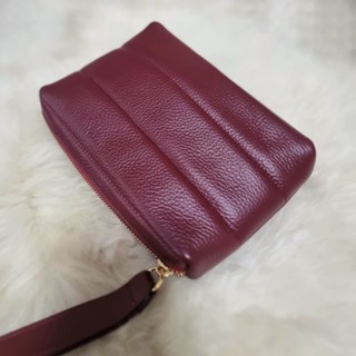 กระเป๋าClutch หนังวัวแท้(ชามัวร์) สีแดงเข้ม