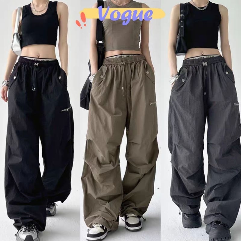 Vogue🌟พร้อมส่ง🌟 กางเกงยีนส์ขายาว ทรงคาโก้ ผ้าร่ม ยืดใส่สบาย SML (2395) -NZ-XM