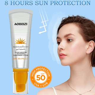 AOBEIZI Clear Moisten Whitening Sunscreen Lotion SPF50+ PA+++ 40g ผลิตภัณฑ์ปกป้องผิวหน้าจากแสงแดดเนื้อบางเบาสูตรอ่อนโยน