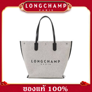 จัดส่งลำดับความสำคัญ Longchamp canvas tote bag แท้ กระเป๋าทรงถัง ผ้าใบ กระเป๋าถือ handbag shoulder bag women