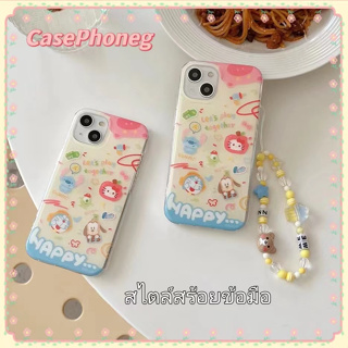 🍑CasePhoneg🍑สไตล์สร้อยข้อมือ ป้องกันการหล่น ขอบเต็ม iPhone 11 14 pro max การ์ตูน Hello Kitty case for iPhone 12 13