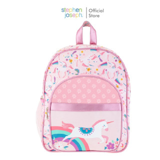 Stephen joseph กระเป๋าเป้เด็ก ยอดนิยมจากอเมริกา ฟรีสติ๊กเกอร์ติดชื่อCLASSIC BACKPACKS UNICORNสะพายสบายพร้อมช่องใสขวดน้ำ