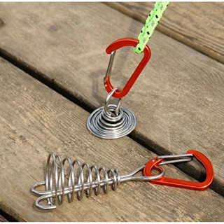 สมอบกสปริง สำหรับพื้นร่องไม้ Tent Wind Rope Buckle with Aluminum Alloy Wire Spring Hook