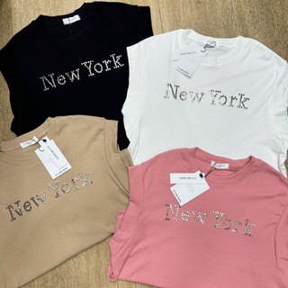 เสื้อยืดแขนในตัวรีดอะไหล่เงิน New York 🌟ป้าย its me basic