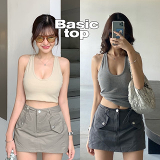 Berbboo-Basic top เสื้อกล้ามสายเดี่ยวทรงคอวี พร้อมส่ง