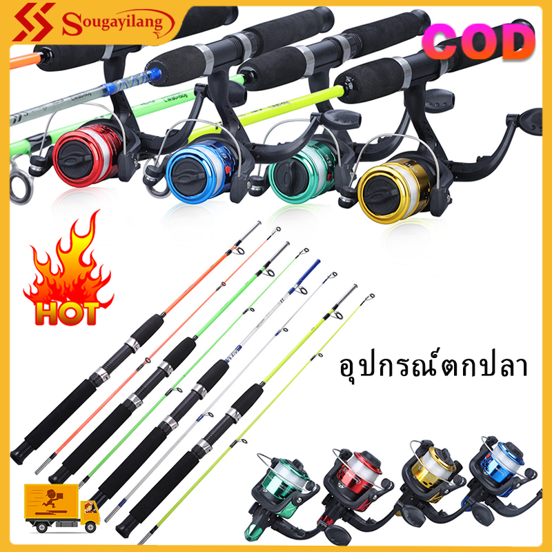 Sougayilang 1.2 เมตร/1.8 เมตร/2.1 เมตรคันเบ็ดปั่นไฟเบอร์คาร์บอนที่มีอัตราส่วนเกียร์ 5.2:1 รีลปั่นด้วยสายการประมงสำหรับจระเข้น้ำจืด