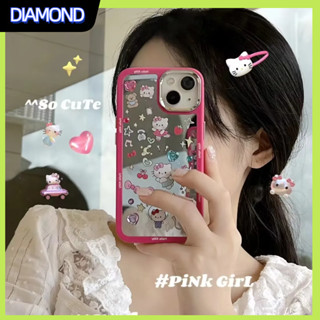 💲คูปองเคลม💲เคสไอโฟน case for iphone 11 12 คิตตี้เต็มจอ เคส 14 13 12 11 pro max กระจกเงา กันกระแทก ป้องกันการหล่น