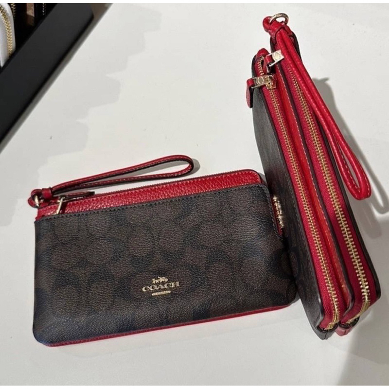 คล้องมือ COACH C5576 / C7313 DOUBLE ZIP WALLET IN SIGNATURE CANVAS