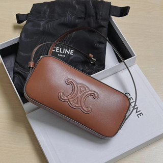 กระเป๋ากล้องหนังเต็ม Celine/กระเป๋าสุภาพสตรี/กระเป๋า Messenger /สีน้ำตาล/ไทยสปอต