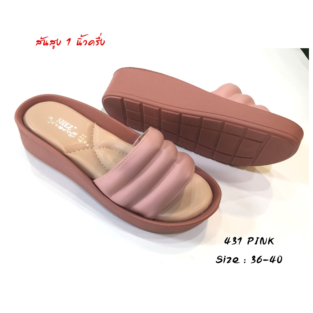 OXXO รองเท้าแตะหญิง แตะแบรนด์ แตะเกาหลี Slippers หนัง Pu แบบสวมใส่สบาย รองเท้าแฟชั่น ส้นสูง4cm. 431