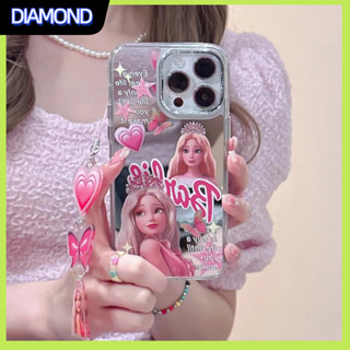 💲คูปองเคลม💲เคสไอโฟน case for iphone 11 12 ตุ๊กตาบาร์บี้ เคส 14 13 12 11 pro max การชุบด้วยไฟฟ้า กระจกเงา