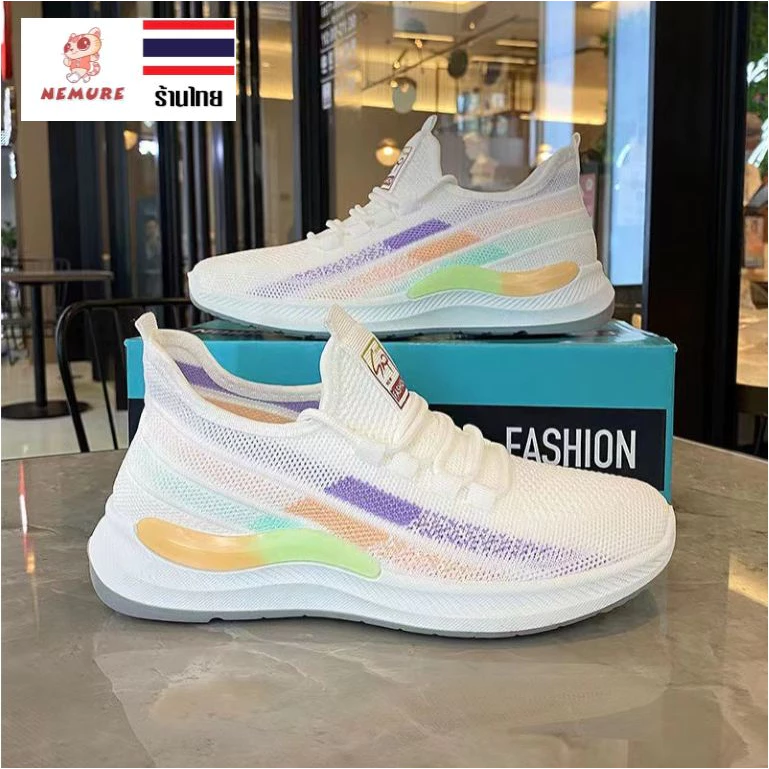 (S-1089) รองเท้าผ้าใบผู้หญิง รองเท้าผ้าใบแฟชั่น ทรงสปอร์ต เท่ สีสดใส รองเท้าใส่วิ่ง ออกกำลังกาย กะชับเท้า ใส่สบาย
